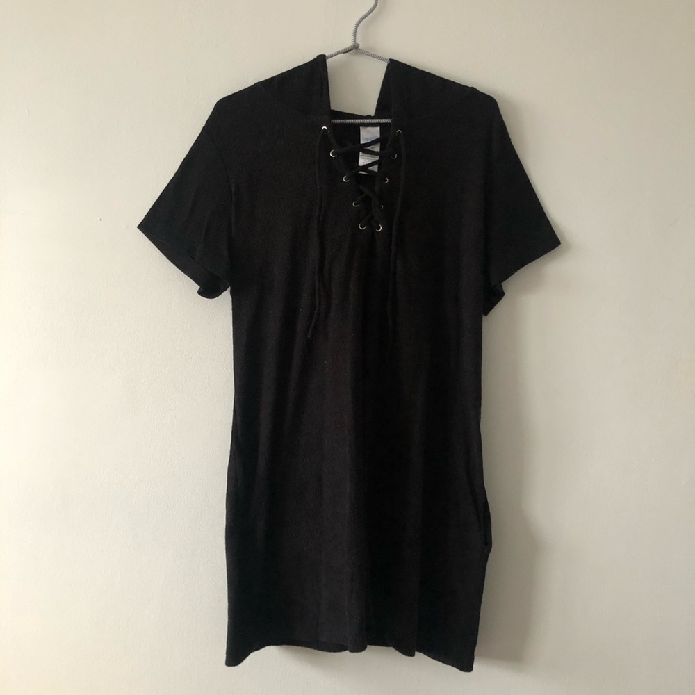 Black comfy dress with hoodie